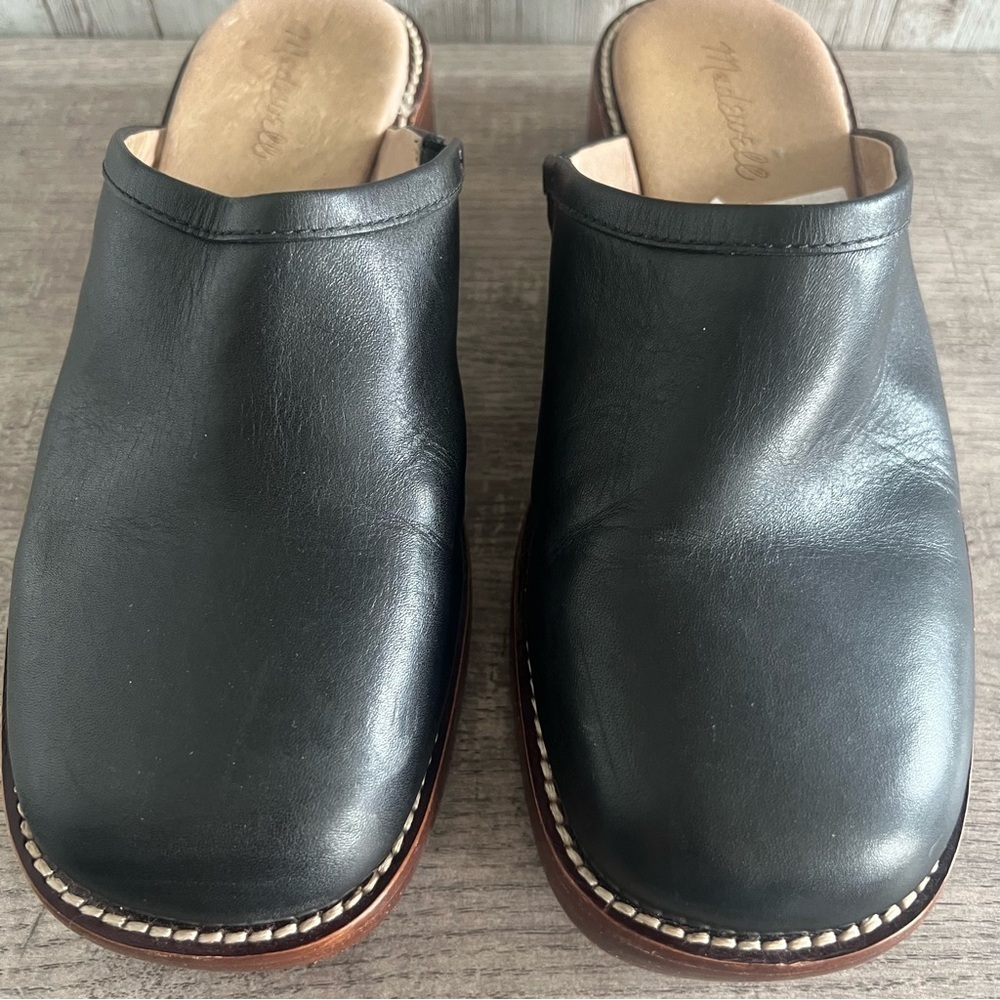 Madewell Black Mule Clogs with Contrast Stitching 7